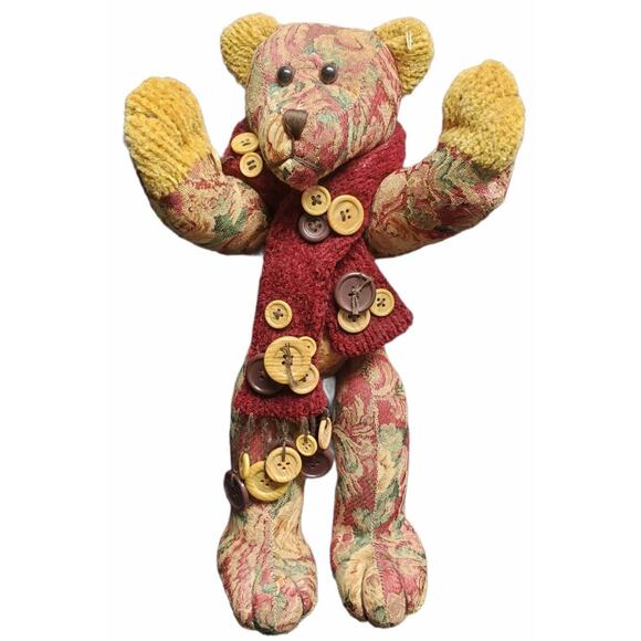 DanDee Tapestry Jointed Button Teddy Bear Stuffed Animal - Picture 4 of 7